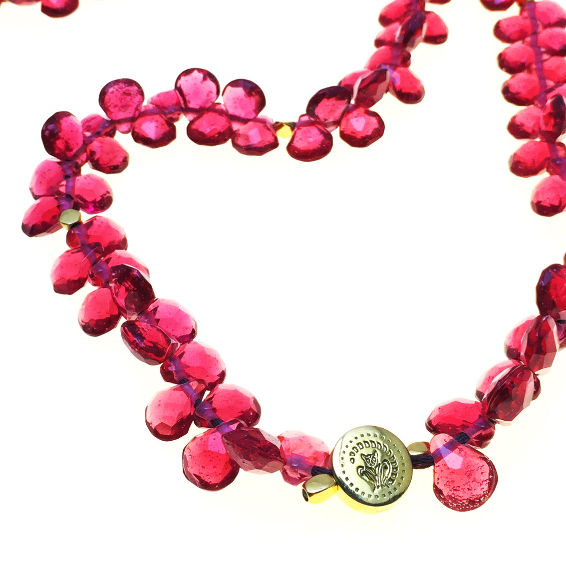 Halskette mit Glas-perlen / Sterling Silber / vergoldet