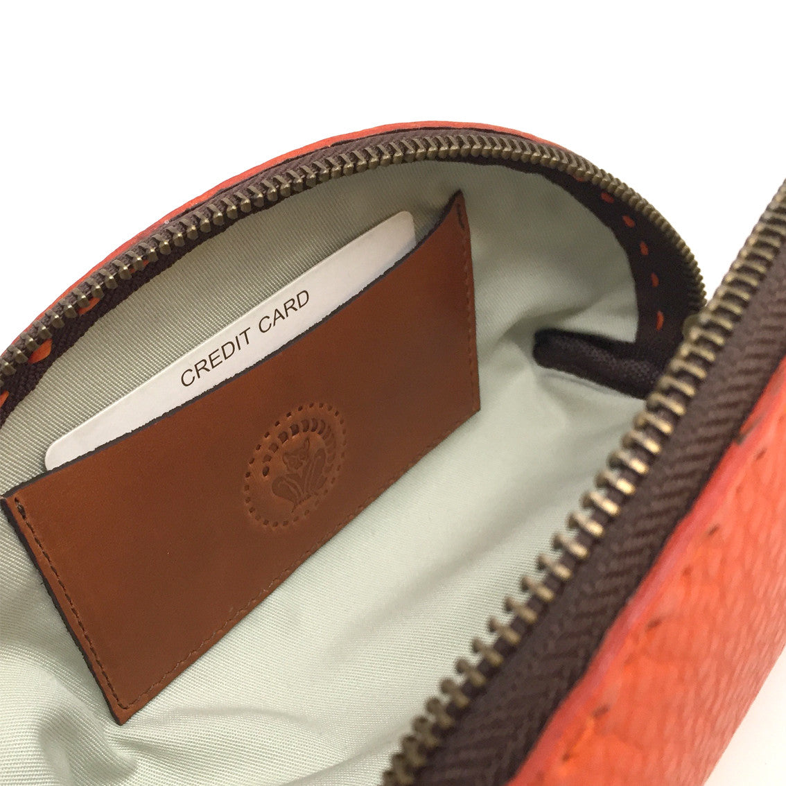 Clutch Tasche aus Glattleder, orange